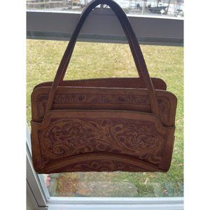 Leather Gaitlan Hand Tooled Leather Purse 1970’s